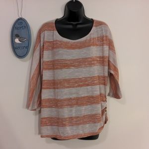 Red & tan striped maternity sweater